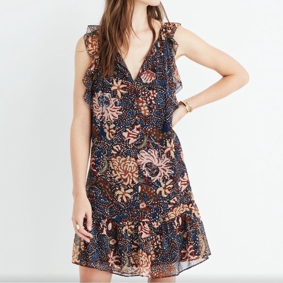 Madewell Lily Ruffle Dress on Sea Floral Print Size Small - Picture 15 of 15